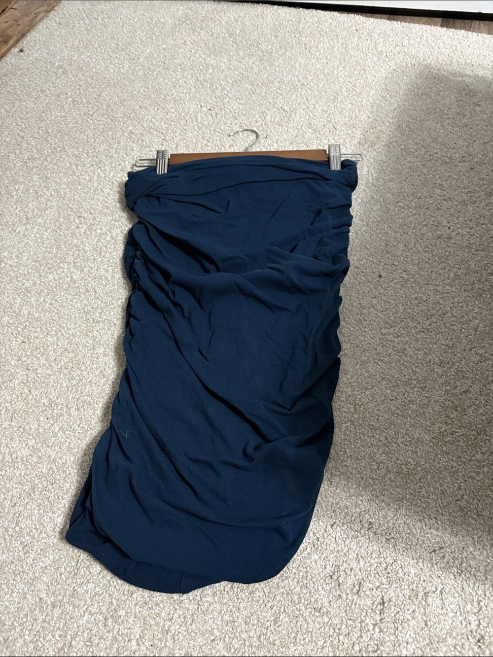 Zenana Outfitters Navy Ruched Tube Pencil Skirt